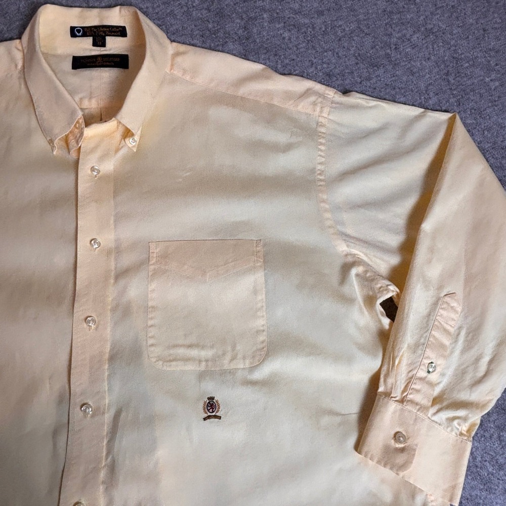 Tommy Hilfiger Button Down Shirt Mens XXL Yellow Good Long Sleeve Cotton